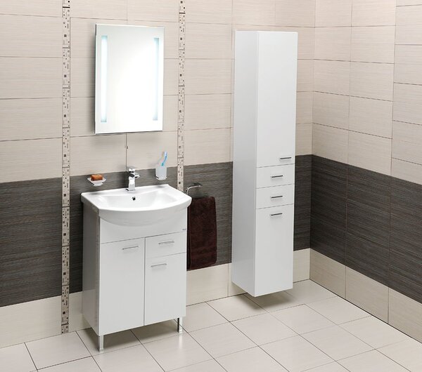Aqualine Aqualine, ZOJA/KERAMIA FRESH skříňka vysoká 35x184x29cm, bílá, 51220