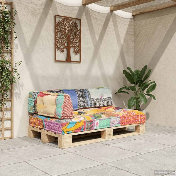 Poduška na pohovku z palet vícebarevná textil patchwork