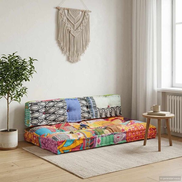 Poduška na pohovku z palet vícebarevná textil patchwork