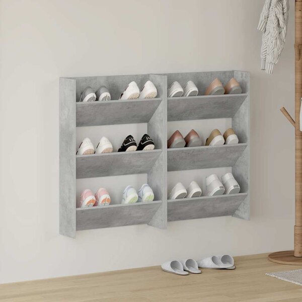 Nástěnné botníky 2 ks betonově šedé 60 x 18 x 90 cm dřevotříska