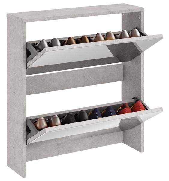 Botník se zrcadlem 2patrový betonově šedá 63 x 17 x 67 cm