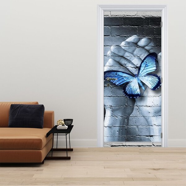 Fototapeta na dveře - Motýl na zdi (95x205cm)