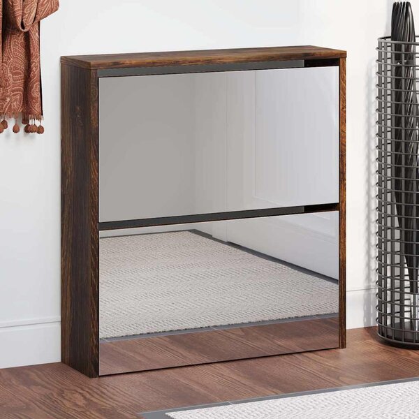 Botník se zrcadlem 2patrový kouřový dub 63 x 17 x 67 cm