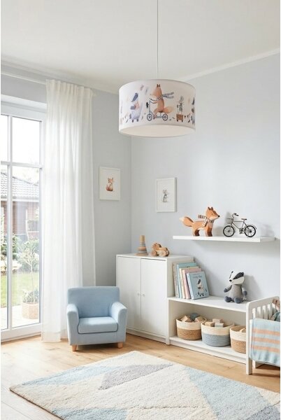 Brilagi - LED Dětský lustr na lanku BOBO 1xE27/60W/230V pr. 35 cm bílá/zvířátka