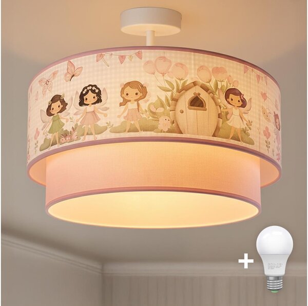 Brilagi - LED Dětský přisazený lustr BOBO 1xE27/60W/230V pr. 40 cm růžová/víly