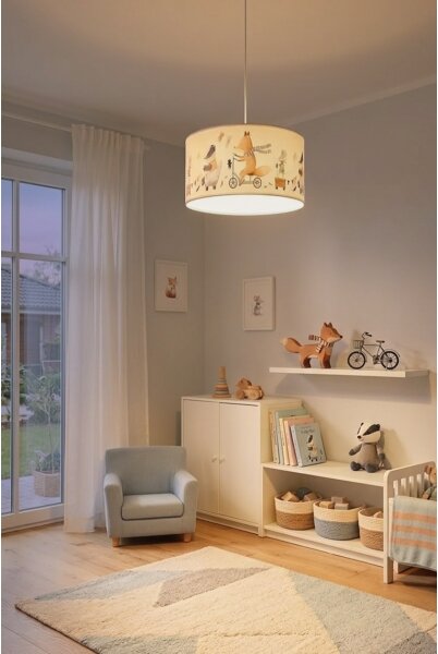 Brilagi - LED Dětský lustr na lanku BOBO 1xE27/60W/230V pr. 35 cm bílá/zvířátka
