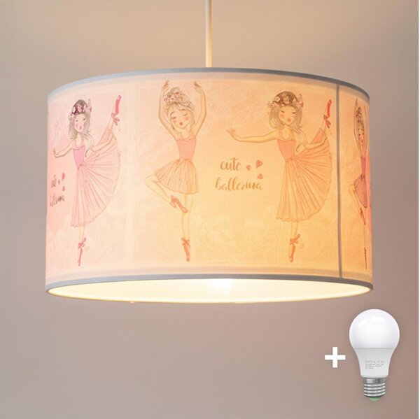 Brilagi - LED Dětský lustr na lanku BOBO 1xE27/60W/230V pr. 35 cm růžová/baletky