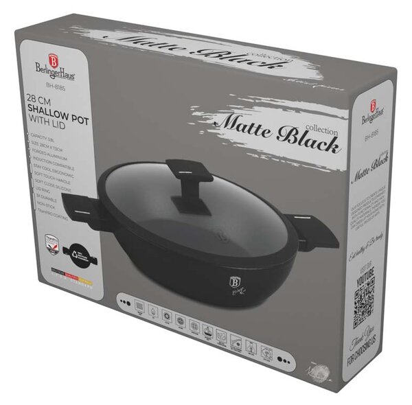 Pánev hluboká s titanovým povrchem a poklicí 28 cm Matte Black Collection