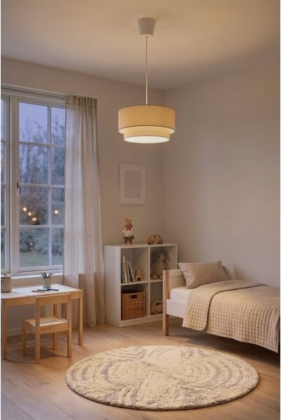 Brilagi-LED Lustr na lanku BOHO BOBO 1xE27/60W/230V pr. 40 cm puntíky béž./krém