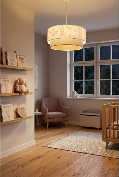 Brilagi- LED Dětský lustr na lanku BOBO 1xE27/60W/230V pr.40 cm krém./šedá/král