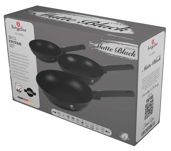 Sada pánví s titanovým povrchem 3 ks Matte Black Collection