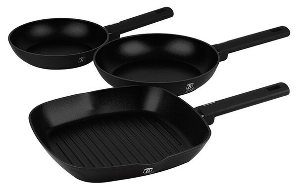 Sada pánví s titanovým povrchem 3 ks Matte Black Collection steak