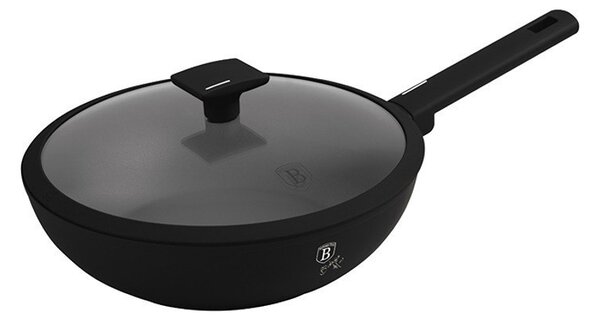 Pánev WOK s titanovým povrchem a poklicí 28 cm Matte Black Collection