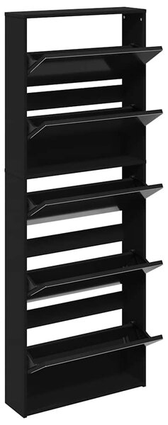 Botník se zrcadlem 5patrový černý 63 x 17 x 169,5 cm