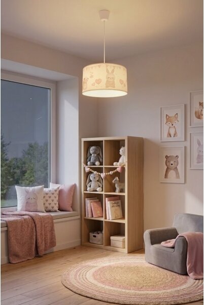 Brilagi - LED Dětský lustr na lanku BOBO 1xE27/60W/230V pr. 35 cm bílá/zvířátka