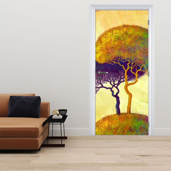 Fototapeta na dveře - Stromy na kopci (95x205cm)
