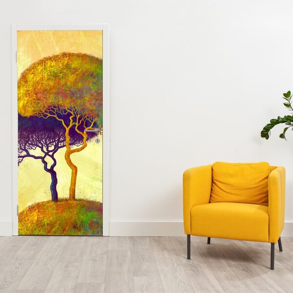 Fototapeta na dveře - Stromy na kopci (95x205cm)