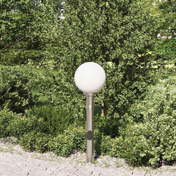 Sloupkové svítidlo se senzorem a zásuvkou 80 cm nerezová ocel IP44