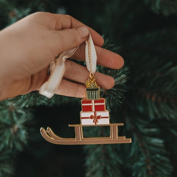 Eulenschnitt Kovová vánoční ozdoba - Christmas Sleigh ELS107