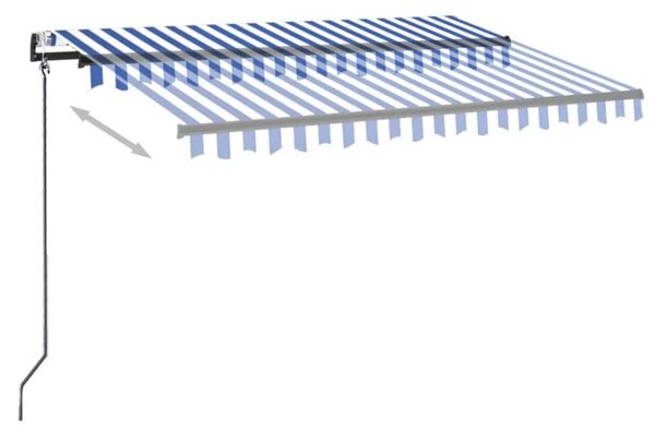 Automatická markýza LED a senzor větru 300 x 250 cm modrobílá