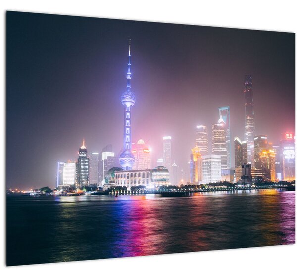 Obraz nočního Šanghaje (70x50 cm)