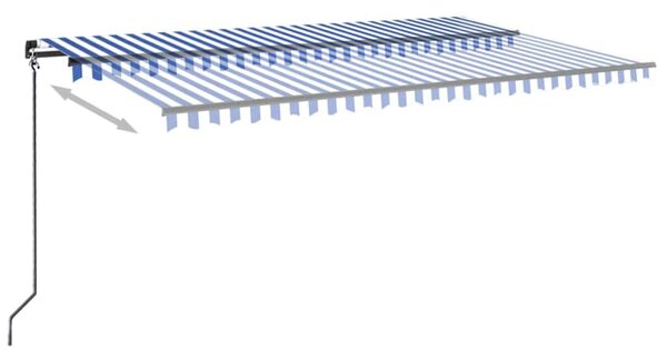 Ručně zatahovací markýza s LED světlem 500x300 cm modrá a bílá