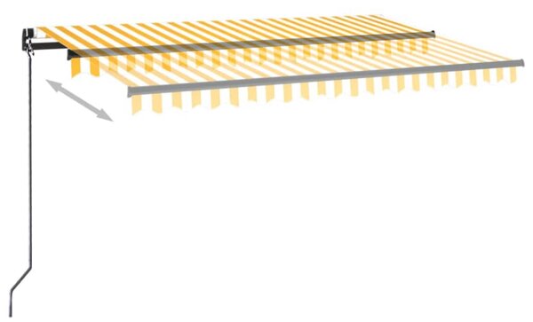 Ručně zatahovací markýza s LED světlem 400 x 350 cm žlutobílá
