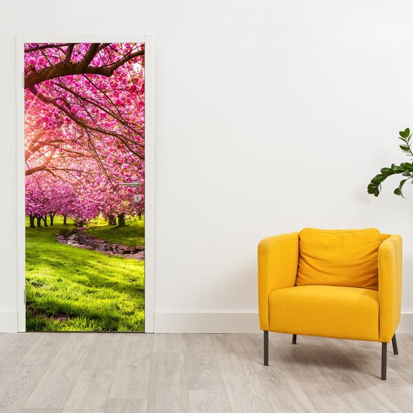 Fototapeta na dveře - Rozkvetlé třešně (95x205cm)