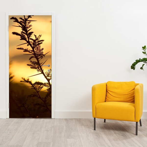 Fototapeta na dveře - Slunce zapadající za stromy (95x205cm)