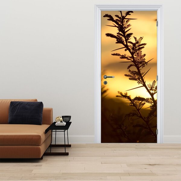 Fototapeta na dveře - Slunce zapadající za stromy (95x205cm)
