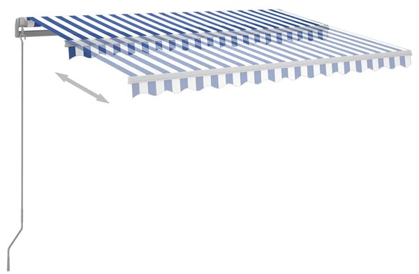 Ručně zatahovací markýza s LED světlem 300 x 250 cm modrobílá