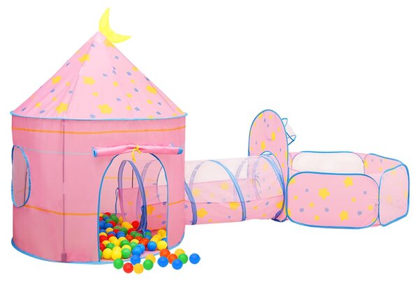 Dětský stan na hraní s 250 míčky růžový 301 x 120 x 128 cm