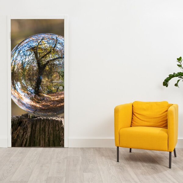 Fototapeta na dveře - Odraz ve skleněné kouli (95x205cm)