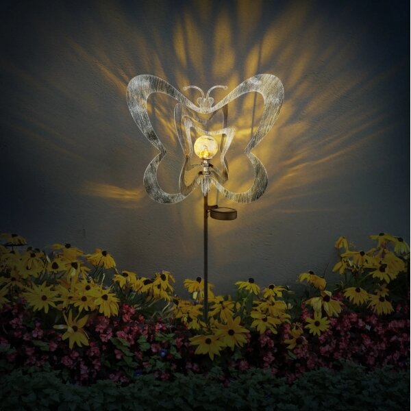Globo 36581 - LED Solární svítidlo LED/0,06W/3V IP44 stříbrný motýl