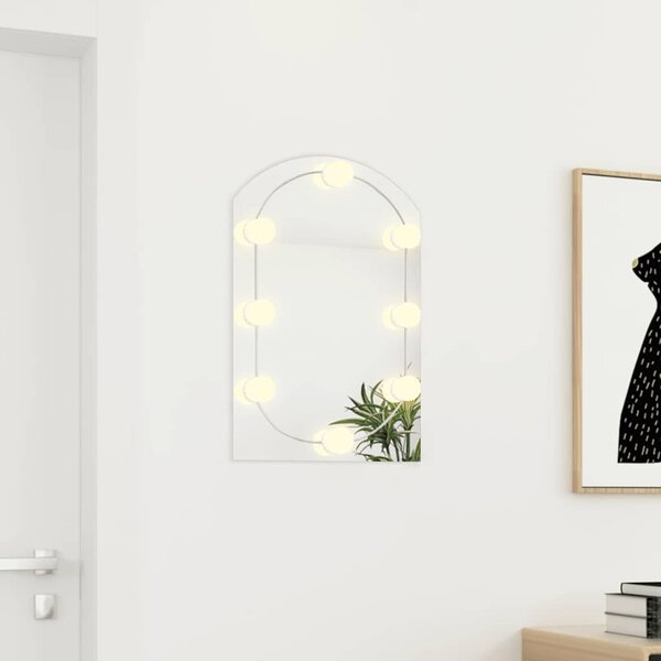 Zrcadlo s LED světly 60 x 40 cm sklo obloukové