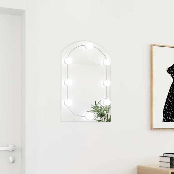 Zrcadlo s LED světly 60 x 40 cm sklo obloukové