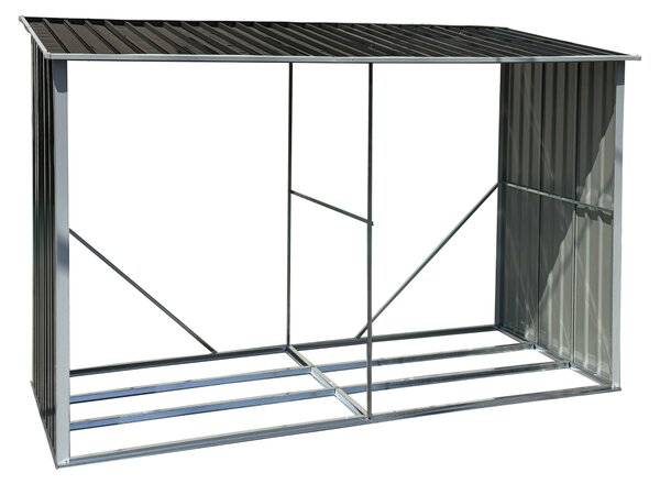 KONDELA Přístřešek na dřevo, antracit/bílá, 302x121,5x191 cm, DARYL TYP 3