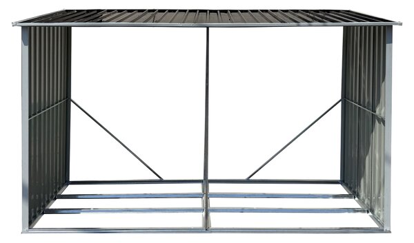 KONDELA Přístřešek na dřevo, antracit/bílá, 302x121,5x191 cm, DARYL TYP 3