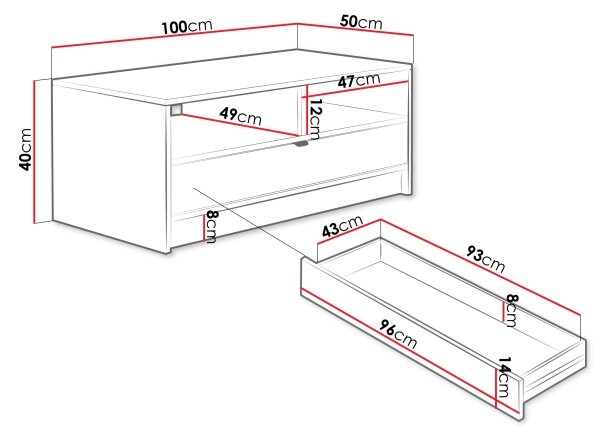 Konferenční stolek TIRENO 100x40 cm černá