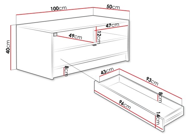 Konferenční stolek TIRENO 100x40 cm bílá