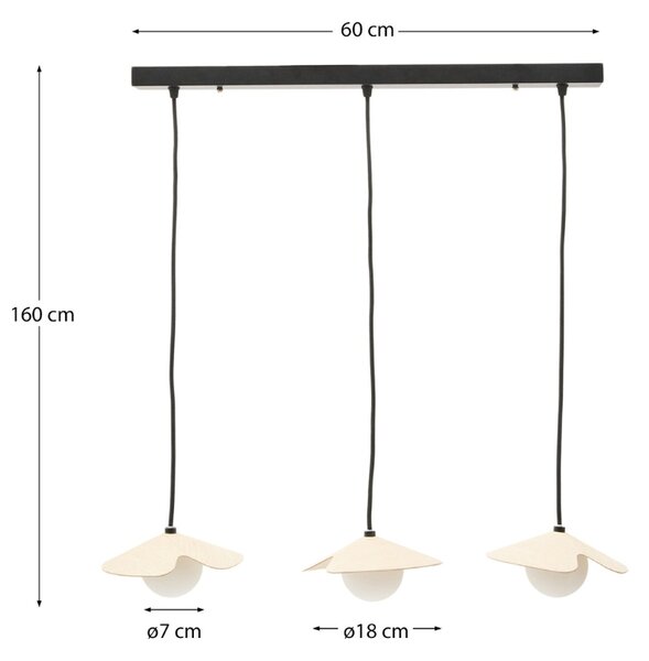 Dřevěné závěsné světlo Kave Home Wilara 60 cm