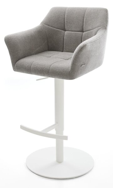DELIFE Barová židle Yulo-Flex strukturovaná látka měkký šedá otočná podnož výškově nastavitelná kov bílá