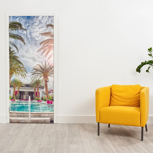 Fototapeta na dveře - palmy s bazénem (95x205cm)