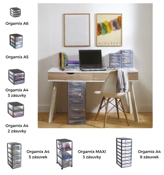 SUNDIS Úložný box s 8 zásuvkami, antracit, OFFICEMIX A4 8A