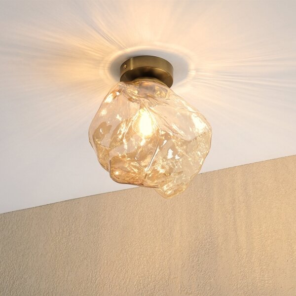 Stropní svítidlo CRISTAL 1xE14/15W/230V mosaz/kouřová béžová