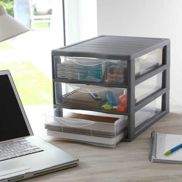 SUNDIS Úložný box se 3 zásuvkami, antracit, OFFICEMIX A4 3A