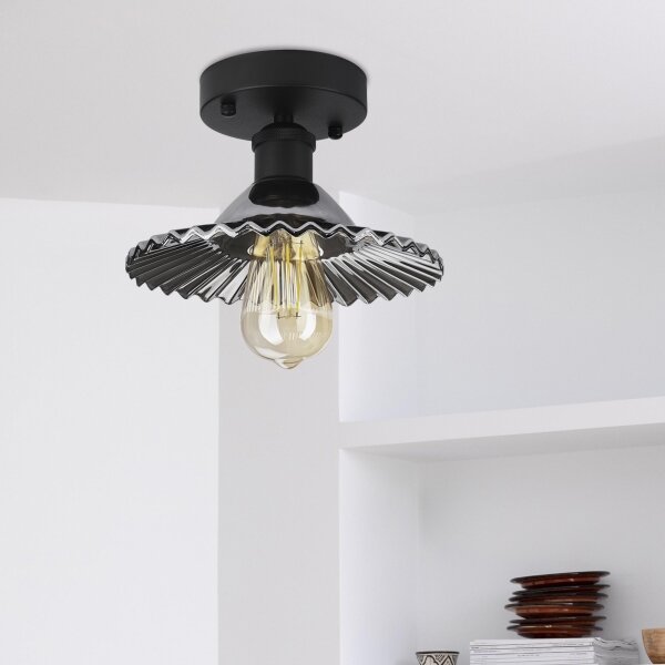 Přisazený lustr TRISH 1xE27/15W/230V černá/kouřová černá