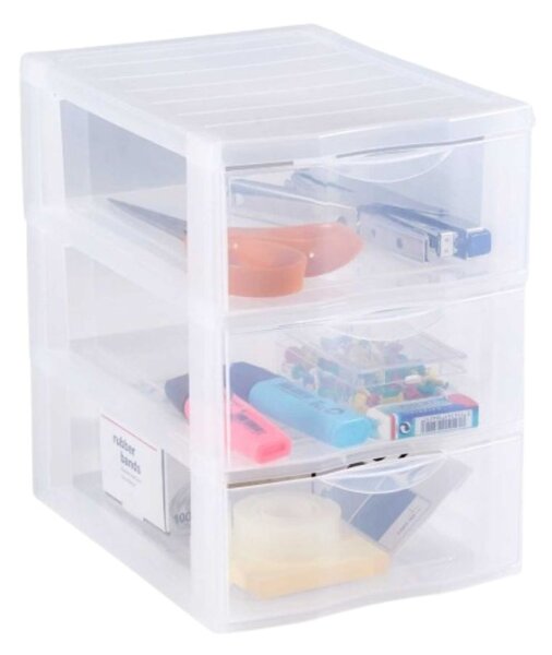 SUNDIS Úložný box se 3 zásuvkami, transparentní, ORGAMIX A5T