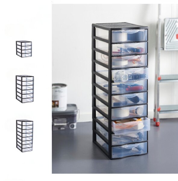 SUNDIS Úložný box s 8 zásuvkami, antracit, OFFICEMIX A4 8A