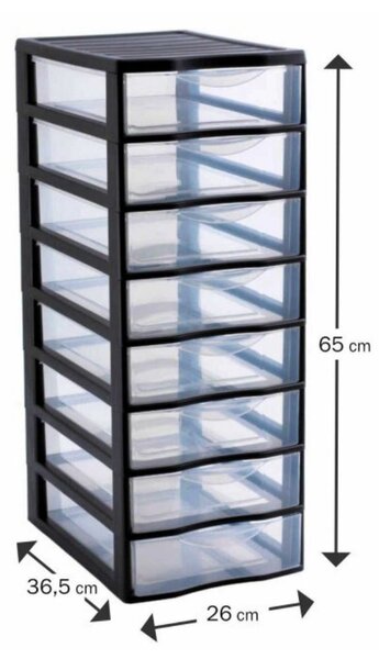SUNDIS Úložný box s 8 zásuvkami, antracit, OFFICEMIX A4 8A